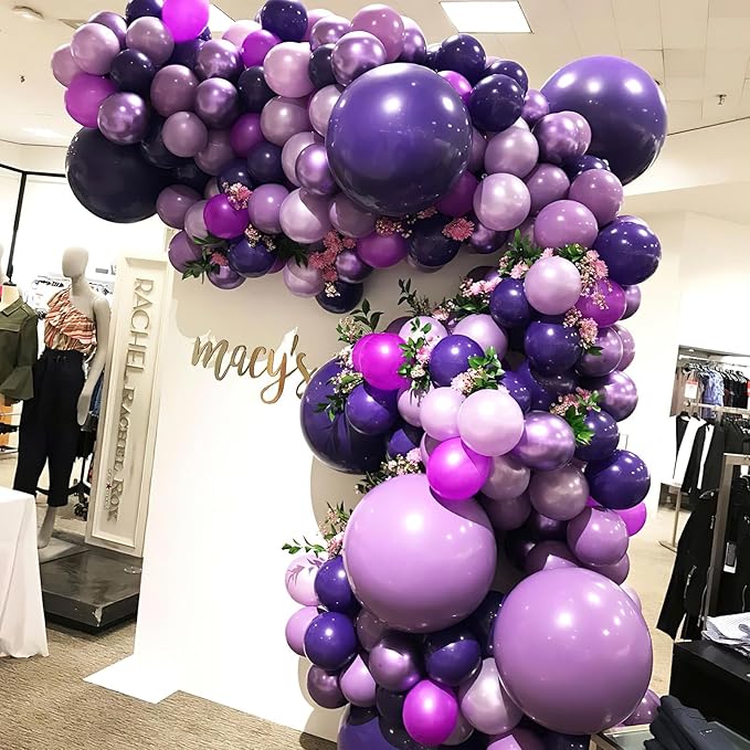 PartyWoo Dark Purple Balloons 85 pcs Different Sizes of 18 12 10 5 Inch Royal Purple Balloon Arch Kit Garland for Graduation Halloween Mardi Gras Baby Shower Birthday Party Decorations Purple-Y16