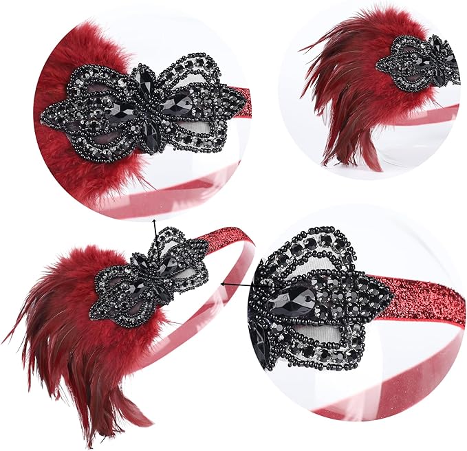 Women flapper feather headband for 1920s theme party Gatsby Headpiece for 20S Party