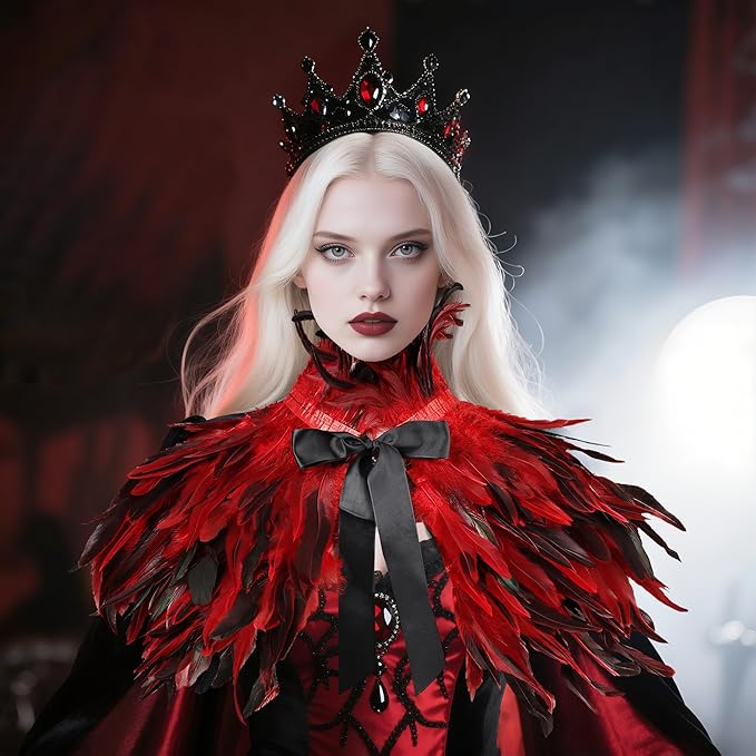 Gothic Natural Feather Shrug Feather Shawl Wrap Cape Victorian Collar for Halloween Cosplay Party Costume Accessories