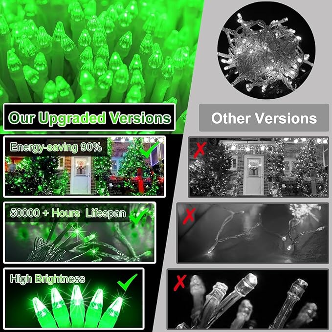 1500 LED 470FT Christmas String Lights Outdoor, 12 Pro Modes and Timer Memory & Brightness, Plug in Waterproof Clear Wire Twinkle Light for for Xmas Yard Tree Wedding Party Decor (Green)