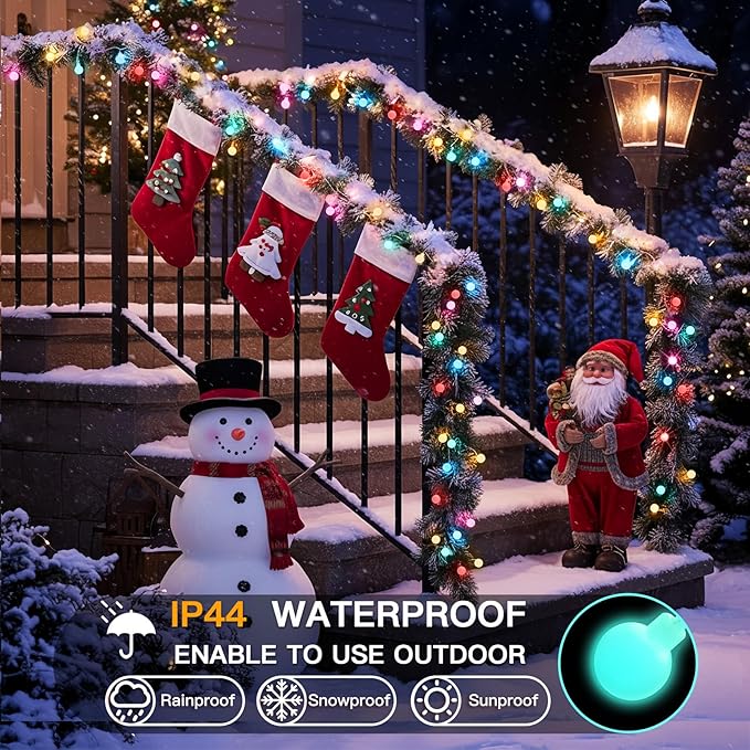 suddus Pastel Christmas Lights, 66ft 200 Led Connectable Globe String Lights Indoor with Timer, Fairy Lights Plug in for Xmas Tree, Bedroom, Party, Room, Classroom, Patio, Outdoor, Easter Decoration