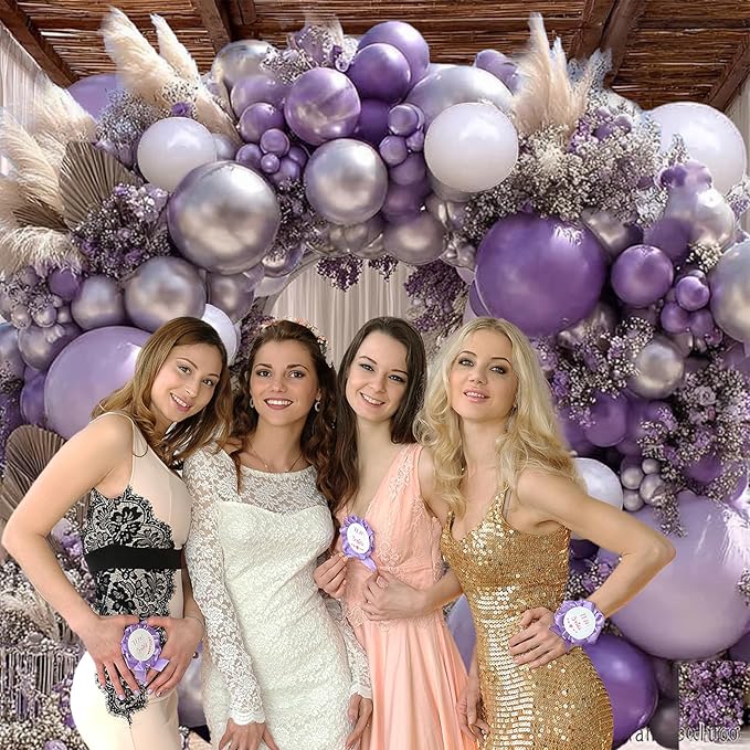 Purple White Balloon Arch Kit - Double-Stuffed in Lavender & Pearl featuring Metallic Lilac for Baby Shower, Wedding, Birthday Decor