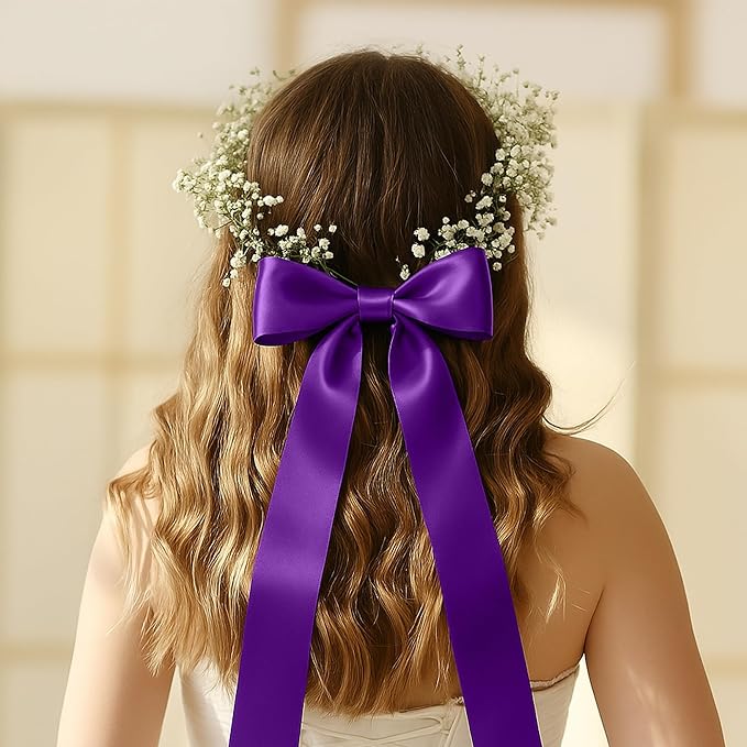Fullive 1 1/2 Inch Ribbon for Gift Wrapping, 30 Yards Dark Purple Halloween Ribbon, Polyester Satin Ribbons for Birthday Halloween Mardi Gras Decorations DIY Bows Wrapping Bouquet Floral Arrangements