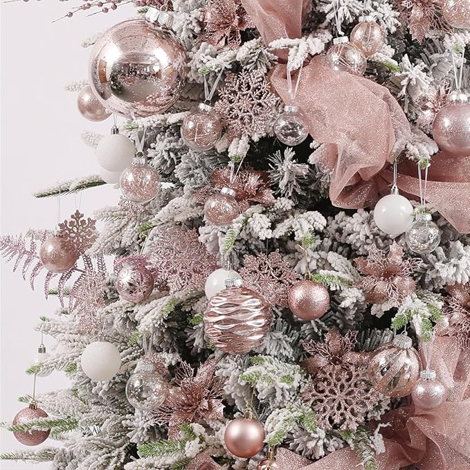 Large Christmas Ball Ornaments, Oversized Shatterproof Plastic Decorative Hanging Mercury Ornaments Ball for Xmas Holiday Party Decorations (Rose Gold, 6.0")