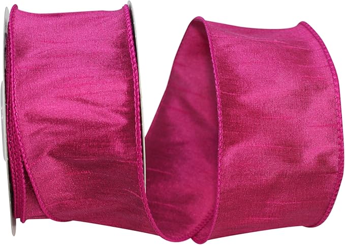 Reliant Ribbon 92975W-222-40F Dupioni Supreme Wired Edge Ribbon, 2-1/2 Inch X 10 Yards, Fuchsia