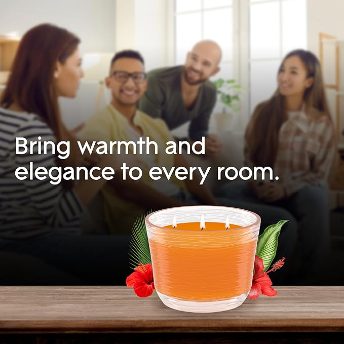 Glade Hawaiian Breeze 3-Wick Air Freshener Candle, Infused with Essential Oils, 6.8 Oz, 3 Count