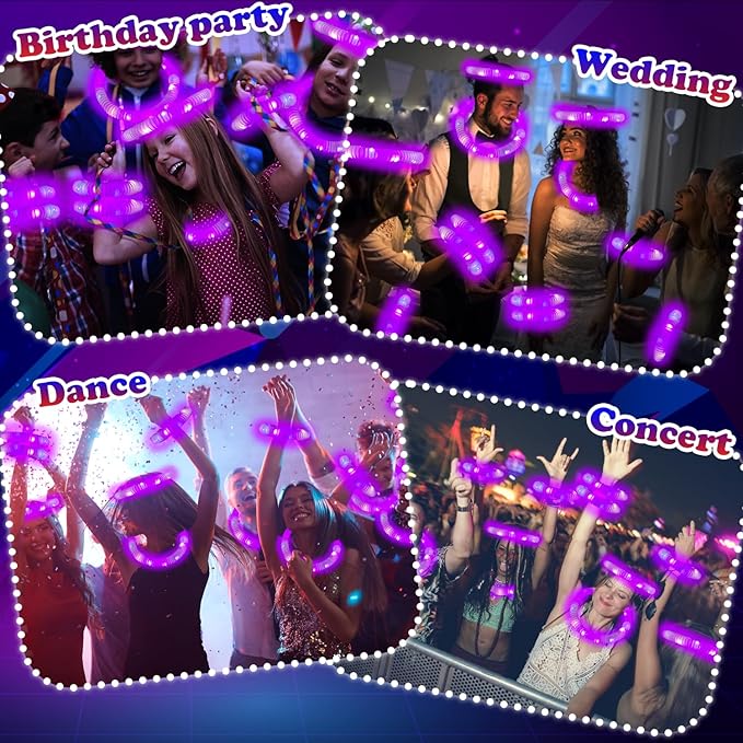 24 PCS Purple Glow Party Favors Supplies Toys for Kids,Light Up Glow Sticks Necklaces Bracelets Accessories for Toddlers,Glow Christmas Birthday Camping Wedding Party Decorations for Boys Girls