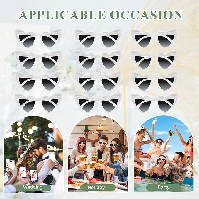 4/6/8/10/12 Pack Bachelorette Sunglasses Heart Sunglasses Vintage Heart Shaped Glasses for Women Bridal Party Wedding
