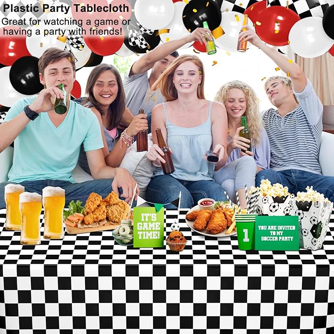 3 Pack Black and White Gingham Tablecloth Rectangular Buffalo Checkered Tablecloths Disposable Plastic Plaid Table Cover for Parties, Outdoor Picnic, Birthday, Wedding, Camping 54 × 108 Inch