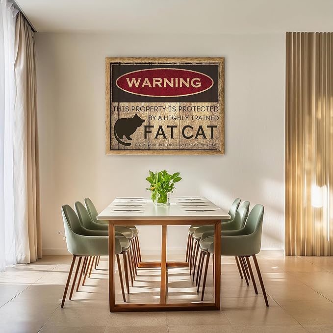 Posterizer 1 pcs - Fat Cat Warning Sign - Funny Poster For Cat Lovers - Art for Animal Lovers - Comedy Art - Gift For Animal Lovers - Living Room Bedroom Decor - 05x07 unframed wall art