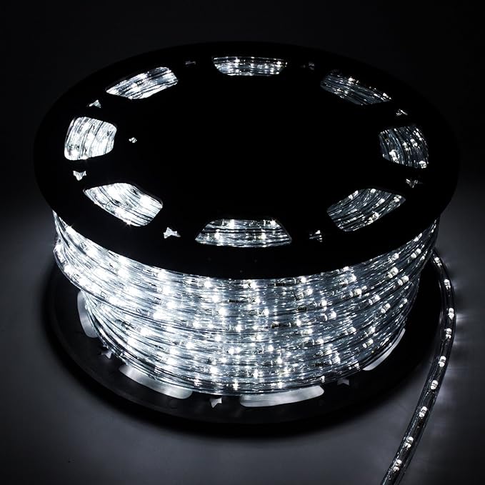 Flexible Crystal Clear PVC Tubing LED Rope Light Indoor/Outdoor Boat Decorative Party Christmas Holiday Business Restaurant Light Kit, 110V, Cool White