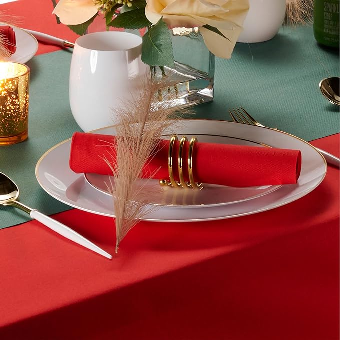 Linen-Feel Colored Paper Napkins - Decortive Cloth-Like RED Luncheon Napkins - Soft And Absorbent. For Kitchen, Party, Wedding, Dinner Or Any Occasion. (Pack of 50)