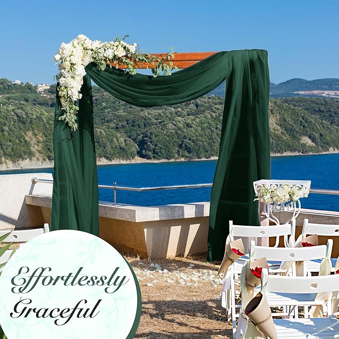 Cheesecloth Table Runner 6 Pack – 35x120 Inch (10ft) Boho Rustic Gauze Cloth Runners – Crinkle Polyester Table Decor for Wedding, Baby Shower, Bridal Shower, Birthday Party and More (Emerald Green)