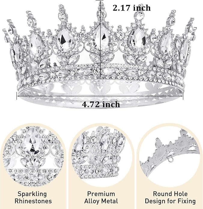 Gold Crown for Women, Crystal Queen Tiaras Headband Wedding Bridal Hair Accessories, Birthday Party Prom Cake Topper