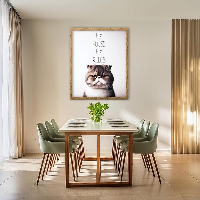 Posterizer 1 pcs - My House My Rules - Funny Art for cat lovers - Comedy Art for Animal Lovers - Decor for Home & Office - 11x14 unframed wall