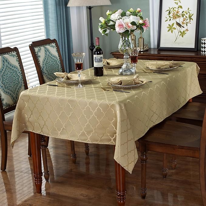 SASTYBALE Jacquard Napkin Flower Pattern Polyester Table Cover - Spill Proof, Wrinkle Resistant, Dust-Proof - Gold, 20x20