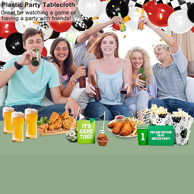 WNINK 4 Pcs Sage Green Plastic Tablecloth for Rectangle Tables Waterproof Green Disposable Table Cover Green Tablecloths for Birthday Wedding Bridal Shower Engagement Parties (54 x 108 Inch)