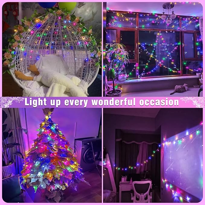 100FT 300 LED Christmas Lights Outdoor, Plug in Christmas String Lights Indoor, Waterproof & 8 Modes, Connectable Fairy Twinkle Light for Bedroom Patio Garden Decorations, Pastel Multicolor
