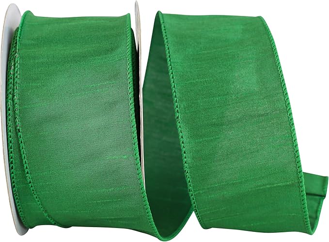Reliant Ribbon 92975W-510-40H Dupioni Supreme Wired Edge Ribbon, 2-1/2 Inch X 20 Yards, Emerald Green