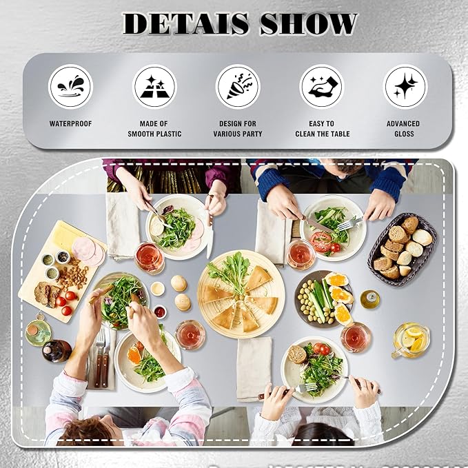 mwellewm 3Pcs Silver Tablecloth 54 * 72 inch Plastic Shiny Disco Table Cloth Disposable Foil Table Cover for Birthday New Year Decorations Wedding Christmas Anniversary Dinner Grad Party Supplies
