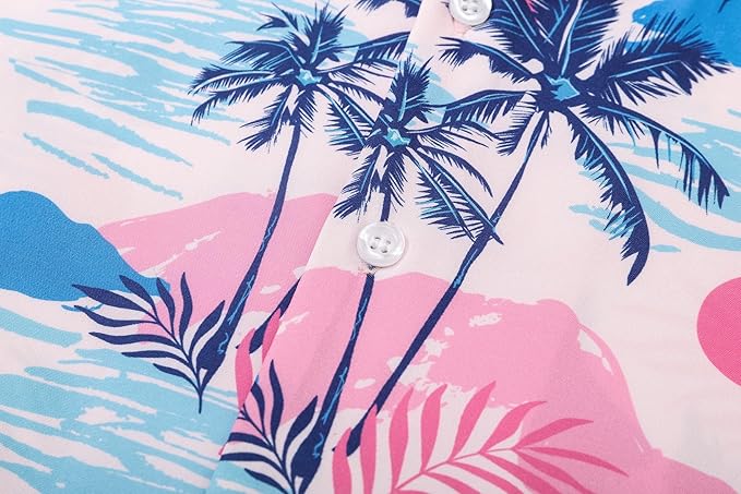 Cromoncent Matching Hawaiian Outfits for Family, Dad and Son Matching Luau Beach Tropical Shirts Mommy Daughter Tropical Sets
