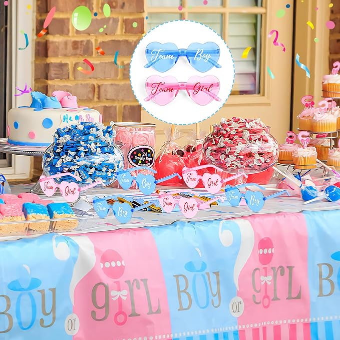 Pibupibu 24 Pcs Gender Reveal Glasses Blue Pink Sunglasses Bulk Team Girl or Boy for Gender Reveal Decor Glasses Party Favors
