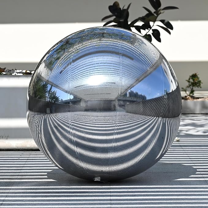 Yescom 39" Inflatable Mirror Ball Giant Reusable Hanging Large Disco Balloon Decoration for Party Wedding Event Concerts Stage Decor Silver