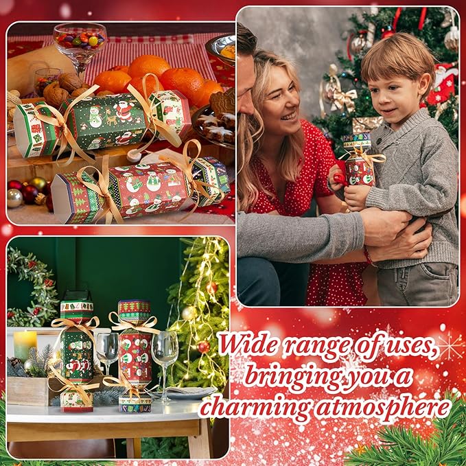 Xinnun 50 Packs Christmas Cracker Kit No Snap Xmas Party Table Favors Snowflake Reindeer DIY Christmas Party Cracker Candy Boxes for Holiday Dinner Decoration Gift(Snowman Style)