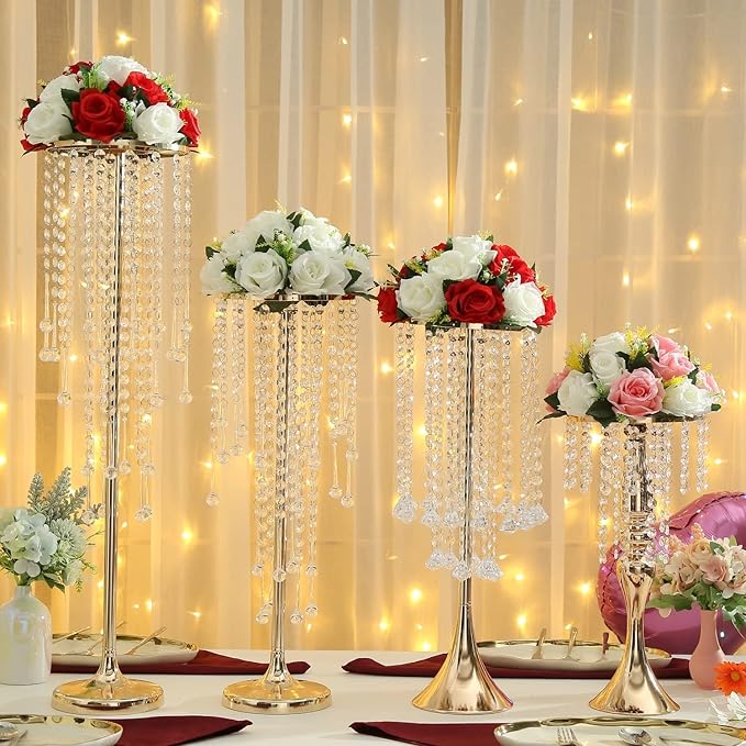 Artificial Roses Flowers, 2 Pcs Flower Ball Arrangement Bouquets 15 Heads Plastic Roses with Base, Perfect for Wedding Party Valentines Table Decoration, Home Décor, Wedding Centerpieces(Red White)