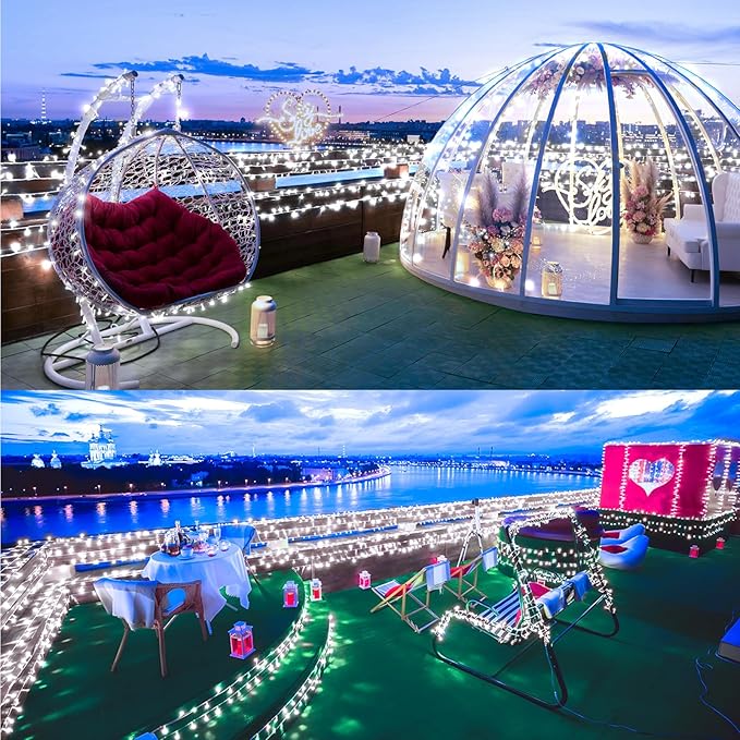 SAUIRS 197FT 500 LED Christmas Lights Outdoor String Lights with 8 Modes Timer Waterproof Fairy Light Plug in for Outside Indoor Party Xmas Palm Tree Yard Wedding Decorations(Cool White)