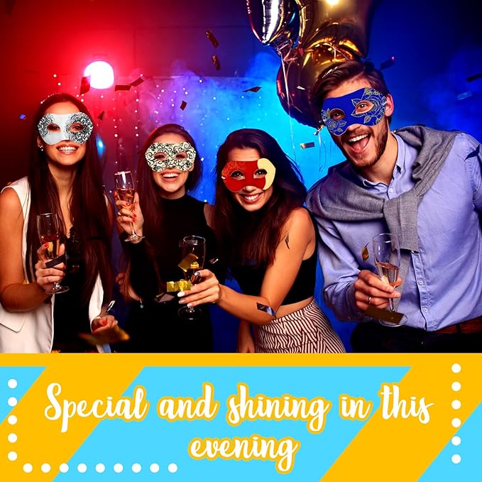 Leyndo 24 Pcs Paper Mache Masks Half Face White Masquerade Mask DIY Blank Mardi Gras Halloween Cosplay Party (Modern Style)