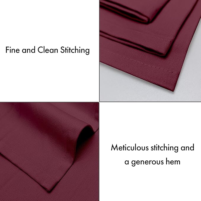 Ruvanti Premium Cloth Napkins Set of 12, 18x18 Inches, 100% Cotton, Washable, Soft & Absorbent, Perfect for Wedding, Christmas, Thanksgiving Dinners - Burgundy