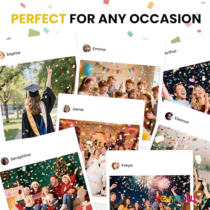 Confetti Cannon Party Poppers Biodegradable Shooters, (6 Pack) YESHOW Multicolor Confetti Blaster for Birthday Graduation Wedding Christmas New Yearâs Eve