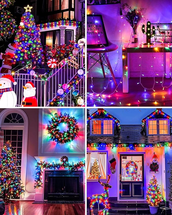 125FT 380LED Christmas Lights, Extra Long Outdoor String Lights Waterproof, Timer & Memory, 8 Modes Dimmable Plug in Fairy for Classroom Decor Outside Tree Wedding Patry Multicolor