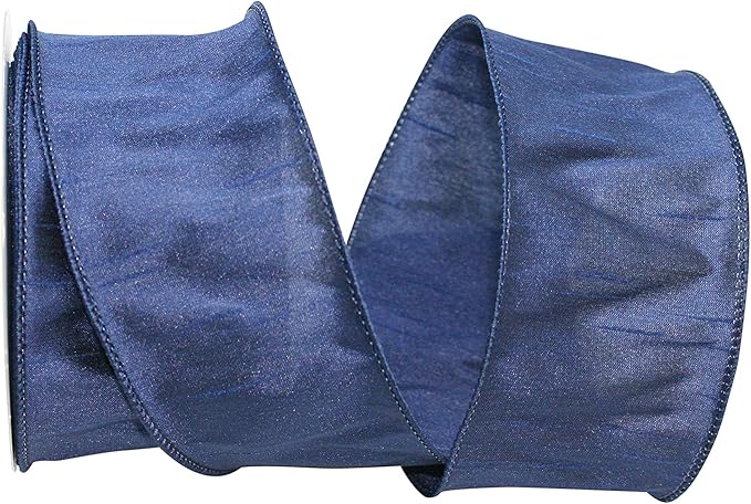 Reliant Ribbon 92975W-055-40F Dupioni Supreme Wired Edge Ribbon, 2-1/2 Inch X 10 Yards, Navy
