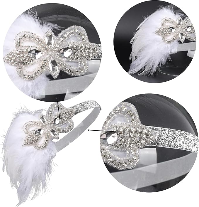 Women flapper feather headband for 1920s theme party Gatsby Headpiece for 20S Party