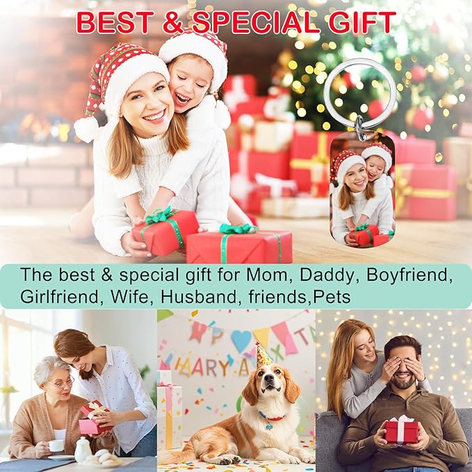 Custom Keychain with Picture Double Side Personalized Engraving Photo LOGO Text Customized Gifts for Boyfriend Men Women