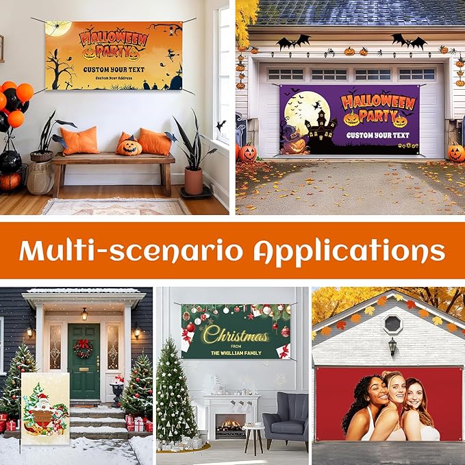 Custom Halloween Banner, Personalized Sign Banner for Outside Indoor, Custom Banner Backdrop Decorations for Wall Halloween Party