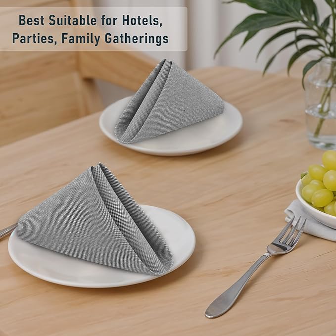 Ruvanti Cloth Napkins Set of 12, 18x18 Reusable Napkins Cloth Washable, Soft & Durable Table Napkin, Poly Cotton Fabric Dinner Napkins for Parties, Christmas, Thanksgiving, Weddings - Ombre Blue