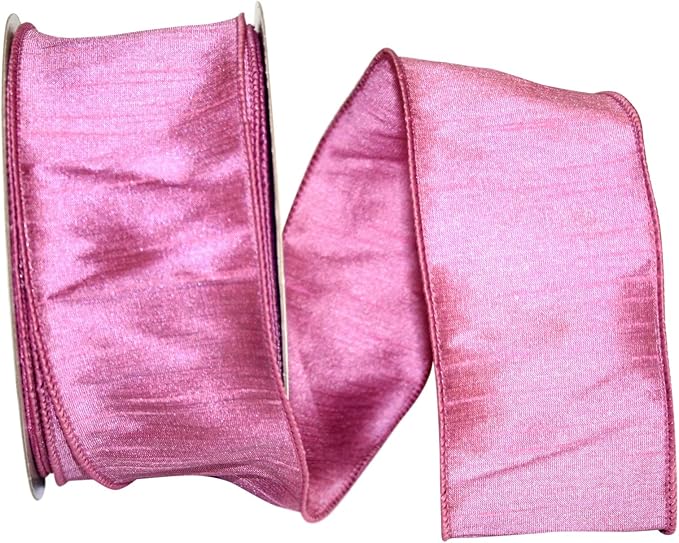 Reliant Ribbon 92975W-122-40H Dupioni Supreme Wired Edge Ribbon, 2-1/2 Inch X 20 Yards, Rosy Mauve