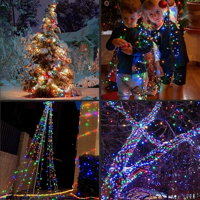 LAMPHOME 100Count (2pk of 50L) String Lights, LED Christmas Lights, 6" SPACING,Green Wire,Multicolour