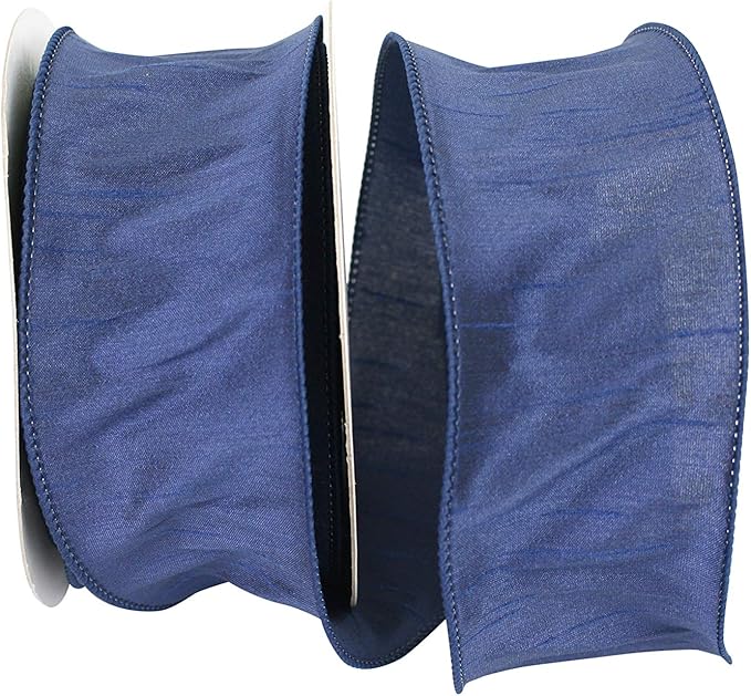 Reliant Ribbon 92975W-055-40H Dupioni Supreme Wired Edge Ribbon, 2-1/2 Inch X 20 Yards, Navy
