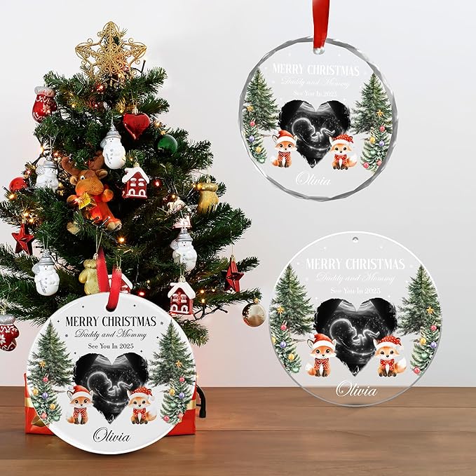 Personalized Crystal Christmas Ornaments with Photo, Custom Christmas Photo Tree Glass Ornaments, Elegant Crystal Keepsake for Family, Couples, Weddings & Christmas 2025 Gifts (#PGO04)