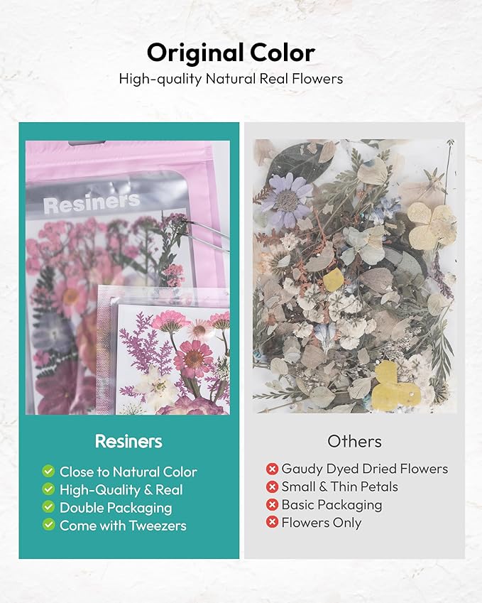 Dried Flowers for Resin, Resiners Dried Flowers for Candle Making Red Real Natural Pressed Flowers Dry Leaves Kit for DIY Crafts Resin Soap Scrapbook Supplies Card Making Jewelry (Baby Pink 150PCS)