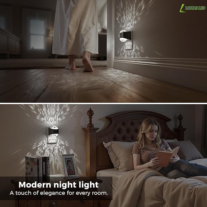 L LOHAS LED Night Lights Plug into Wall, Projector Night Light with Dusk to Dawn Sensor,5000K Daylight White Nightlight for Kids Playroom Home Theater Party