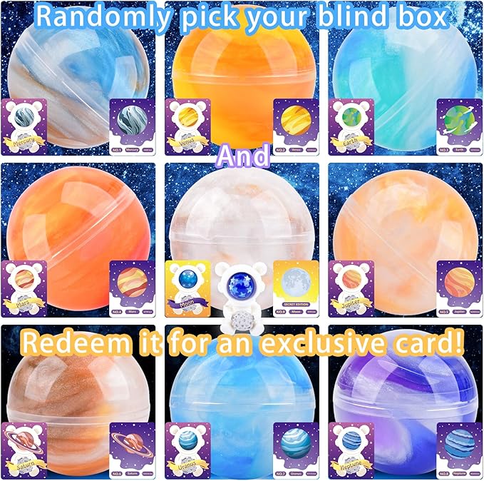 Galaxy Slime Party Favors, 9 Pack Planet Galaxy Slime Balls for Kids - Stretchy & Non-Sticky, Mess-Free, Classroom Reward, Birthday Gifts, Party Supplies, Sensory Anxiety Relief Toys for Girls Boys