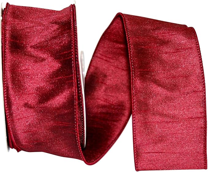 Reliant Ribbon 92975W-090-40H Dupioni Supreme Wired Edge Ribbon, 2-1/2 Inch X 20 Yards, Burgundy