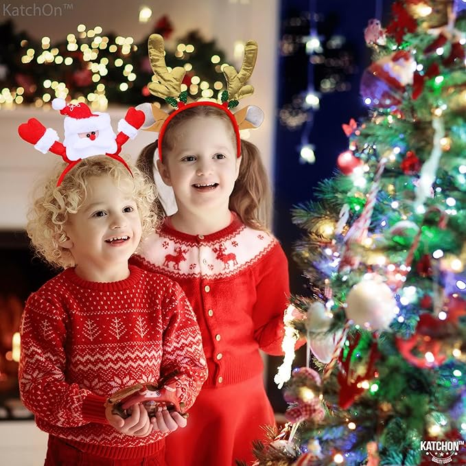 KatchOn Merry Christmas Headbands for Women - Pack of 12 | Holiday Headwear for Women | Christmas Party Favors and Accessories | Xmas Hair Accessories | Christmas Headbands for Adults