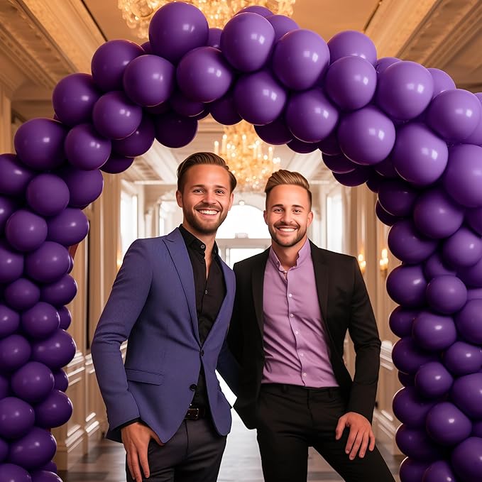 130PCS Dark Purple Balloons, Latex Balloon Different Sizes 18/12/10/5 In, Helium Balloons with Ribbon, Party Balloon Set for Birthday Wedding Graduation Anniversary Baby Shower Decoration