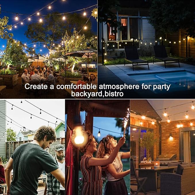 Lightdot 200 FT (2x100FT) Outdoor Led Patio Lights, ETL Listed Led String Lights with Shatterproof Edison Vitage Bulbs, Commercial Grade Hanging Light for Patio Cafe Bistro Backyard